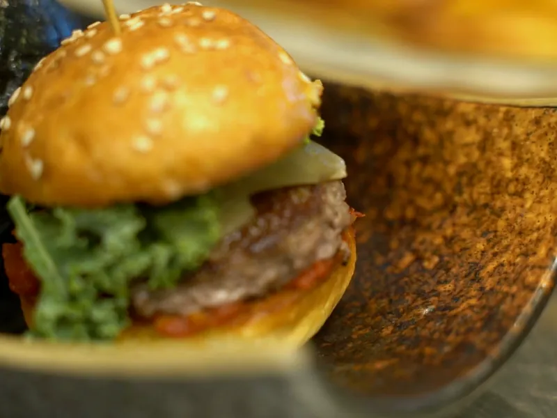 Burgers on a board